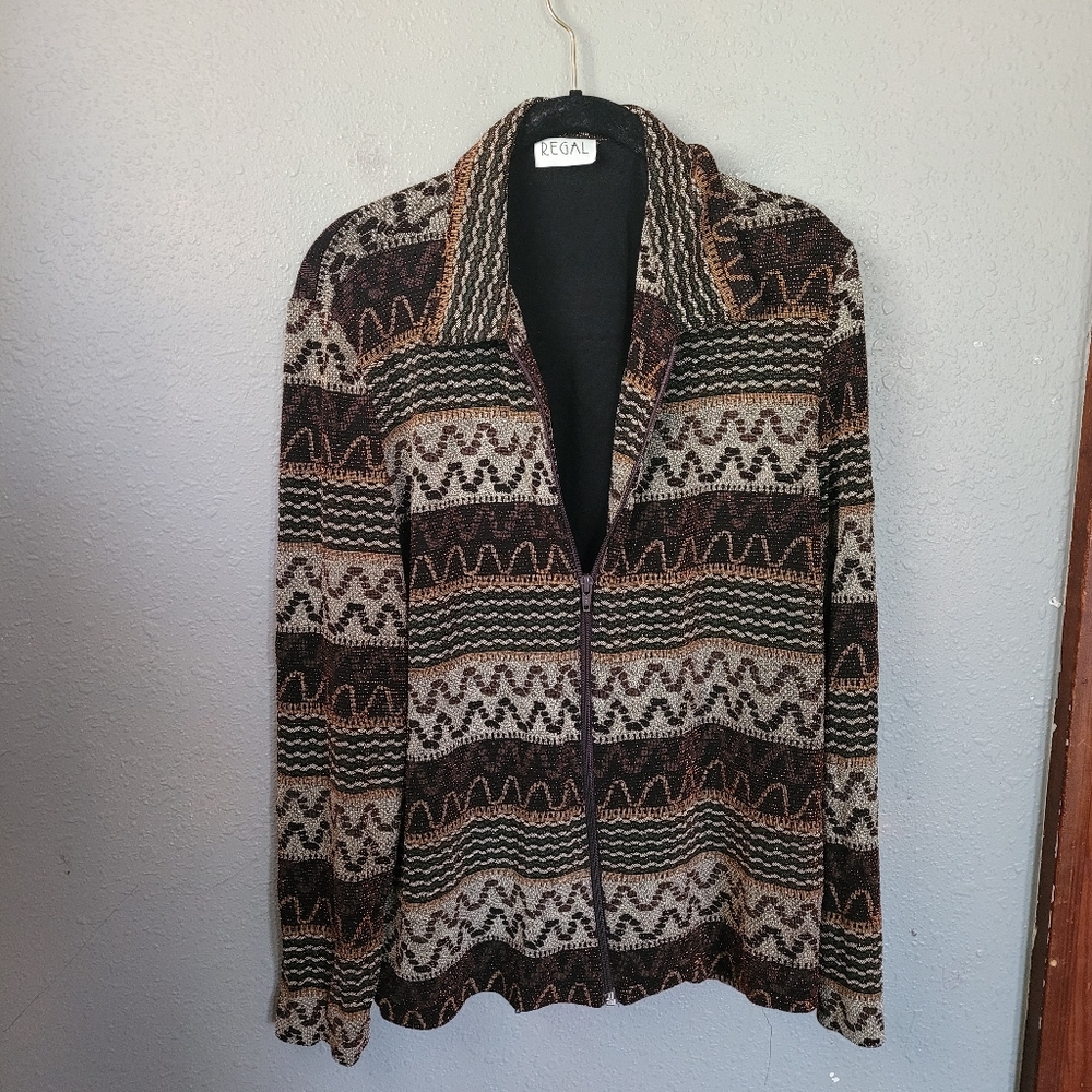 Regal Long Sleeve Zip Up Blouse Women's Size Medium